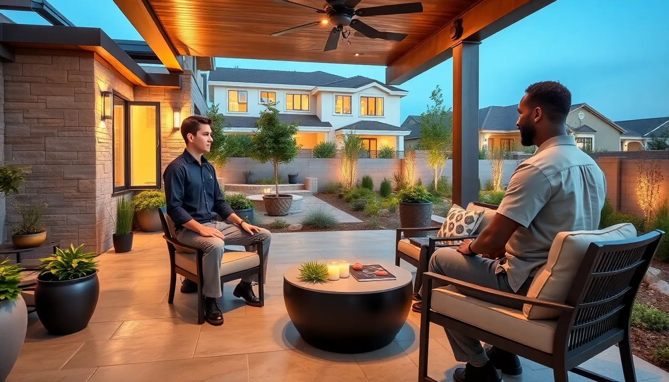 designers collaborating on a stylish outdoor patio project.
